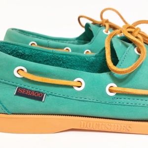 Sebago Docksides Spinnaker Teal Orange Boat Shoes